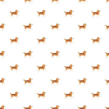 Spaniel dog walking seamless pattern background Stock Illustration