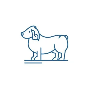 Spaniel line icon concept. Spaniel flat vector symbol, sign, outline Stock Illustration