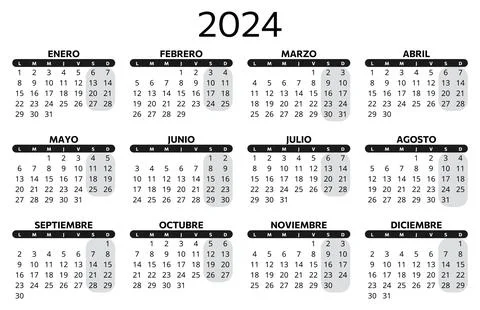 SPANISH 2024 calendar. Editable vector template illustration in Spain. Hori.. Stock Illustration