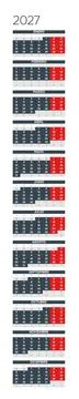 Spanish 2027 Vertical Linear Grid Creative Studio Swiss Grid Calendar Minimalist Stock Illustration