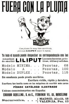 Spanish Advertisement For Liliput Typewriters. The Headline Reads, Out With T Stock Photos