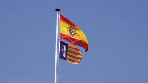 Spanish and Balearic Flags Stock Footage 89758735