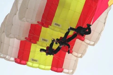 Spanish army skydivers Stock Photos