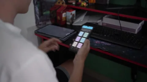 Spanish autistic boy develops app to help people with autism manage daily life,  Video stock 318876122