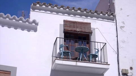 Spanish balcony with table Stock Footage 98436459
