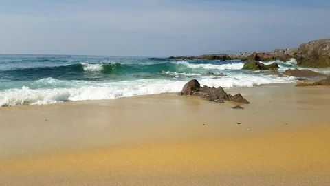 Spanish Beach with Beautiful Waves Stock Footage