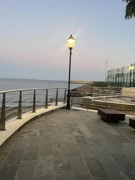 Spanish beach view at sunset Stock Photos