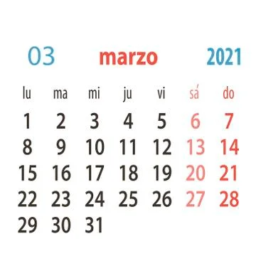 Spanish calendar 2021 vector template .Week starts Monday. Stationery calender イラスト素材