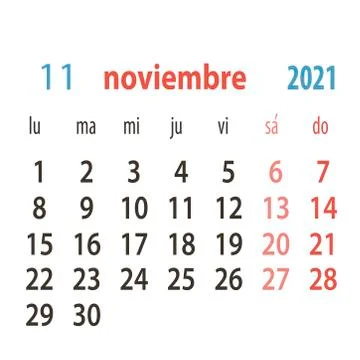 Spanish calendar 2021 vector template .Week starts Monday. Stationery calender Stock Illustration