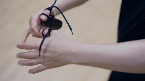 Spanish castanets in the hands Stock Footage 91716385