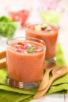 Spanish cold vegetable soup called gazpacho Stock Photos