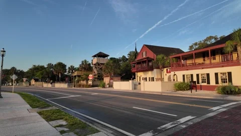 Spanish Colonial Architecture with Shops Stock Footage 310560618
