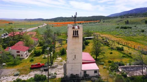 Spanish Complex with Wild Flowers Stock Footage 139077591