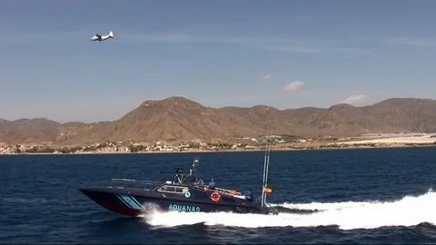 Spanish Customs Coastguard training in open waters. Stock Footage 110949860