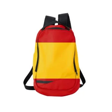 Spanish flag backpack isolated on white Stock Photos