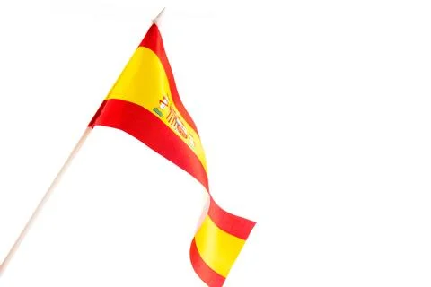 The Spanish flag on a black background developing and fluttering in the wind Photos