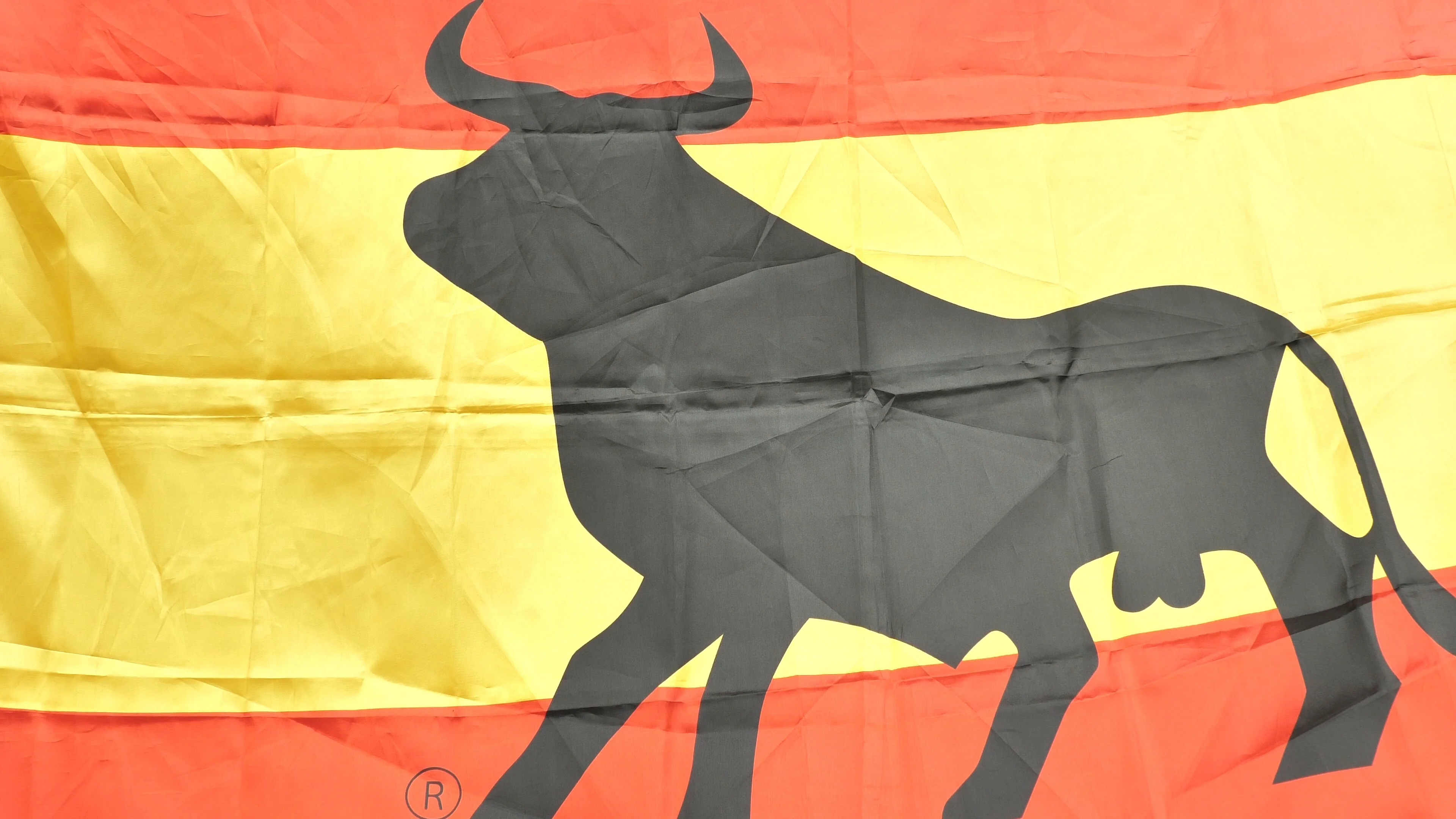spanish flag with bull and big balls, fu... | Stock Video | Pond5