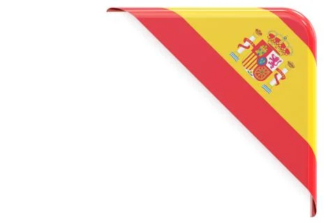 Spanish flag corner, button, label. 3D rendering Stock Illustration