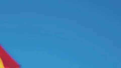 The Spanish flag develops in the wind. Stock Footage 104613531