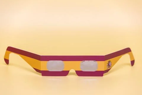 Spanish flag eclipse glasses for solar viewing Stock Photos