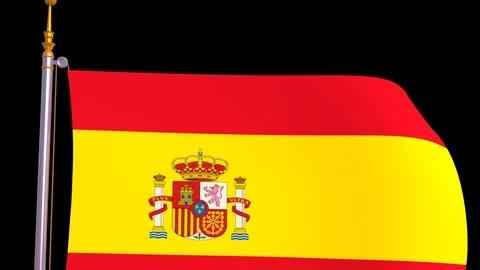 Spanish flag on the Flagpole Stock-Footage 125463631