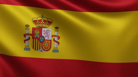 The Spanish flag flutters in the wind close-up, the national flag of Spain Stock Footage 218989950