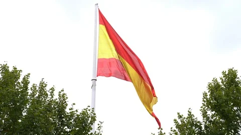 Spanish flag in Madrid Stock Footage