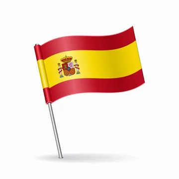 Spanish flag map pointer layout. Vector illustration. Stock Illustration