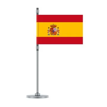 Spanish flag on the metallic pole, vector illustration Stock Illustration