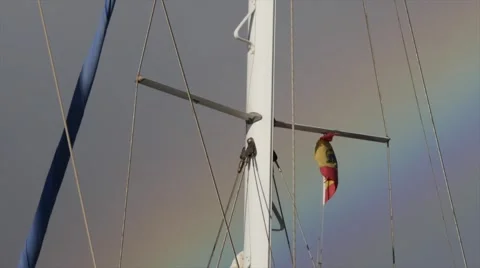 Spanish Flag with Rainbow 스톡 동영상 68005343