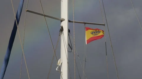 Spanish Flag with Rainbow 스톡 동영상 68007111