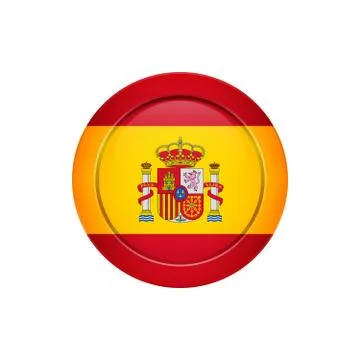 Spanish flag on the round button, vector illustration Stock Illustration