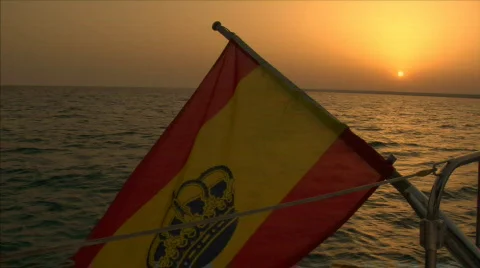Spanish flag at sundown Stock Footage 141204