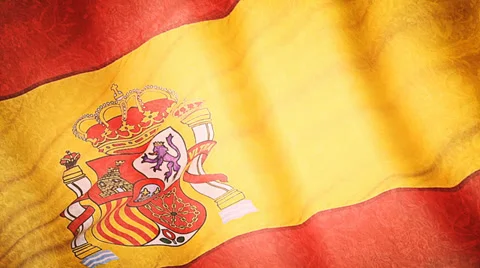 Spanish flag sways in the wind Stock Footage 39415910