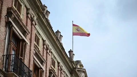 Spanish flag waving Stock Footage 326366273