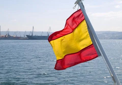 Spanish flag waving Stock Photos