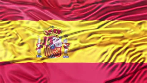 Spanish Flag Waving Realistic 3D Cloth Motion. Video stock 336766626