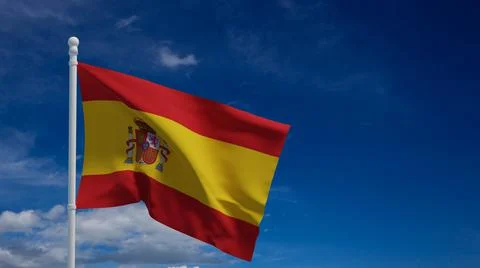 Spanish flag, waving in the wind - 3d rendering - CGI Stock-Illustration