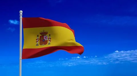 Spanish flag, waving in the wind - 3d rendering - CGI Stock-Illustration