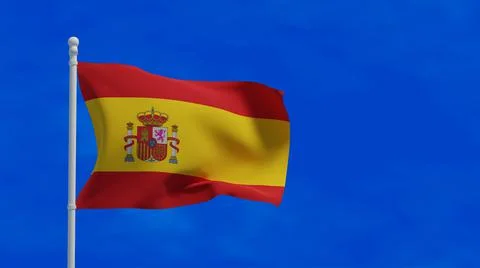 Spanish flag, waving in the wind - 3d rendering - CGI Stock-Illustration