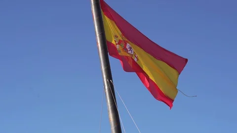 Spanish flag waving on the wind. Stock Footage 101799138