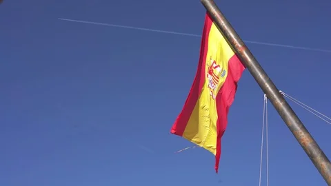 Spanish flag waving on the wind. Stock Footage 101801612