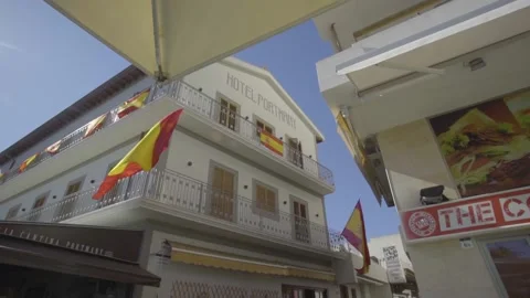 Spanish flag waving in the wind Stock Footage 140057561