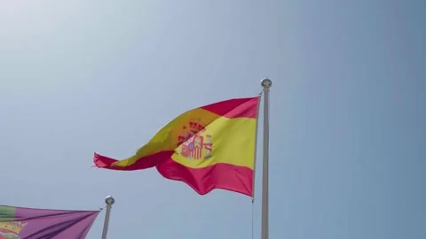 Spanish flag waving in the wind. Stock Footage 327685374