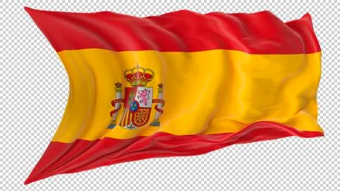 Spanish Flag Waving in the Wind Stock Illustration