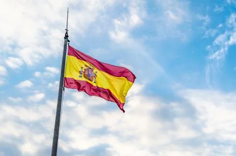 Spanish flag waving in the wind Foto stock