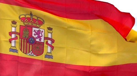 Spanish flag in the wind against the sky Stock Footage 40541611