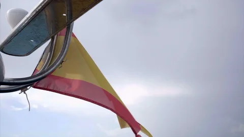 Spanish flag in the wind Stock Footage 98388840