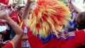 Spanish football fans before final match of European Football Championship HD Footage