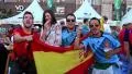 Spanish football fans before final match of European Football Championship HD Footage